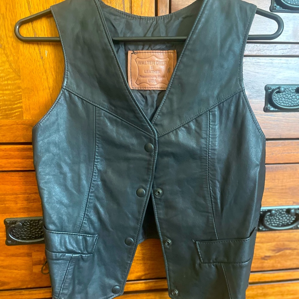 Walter Dyer Leather Moto vest